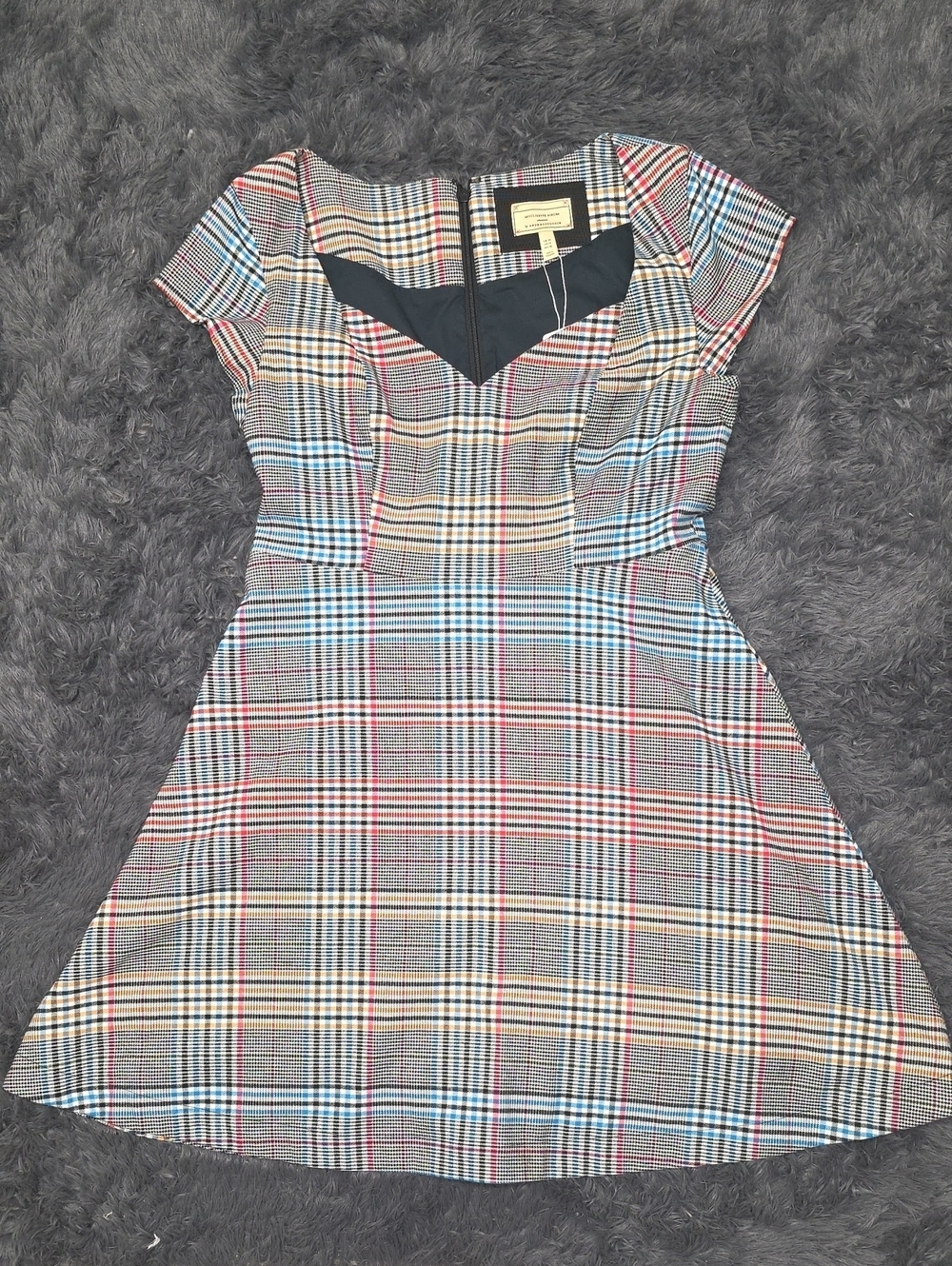 Anthropologie- Plaid Fit-and-Flare Dress. Size 14